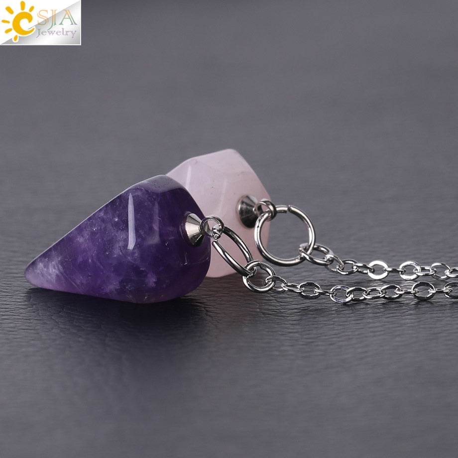 Small Reiki Pendulum, Natural Stone Amulet, Crystal Pendant — additional product photo