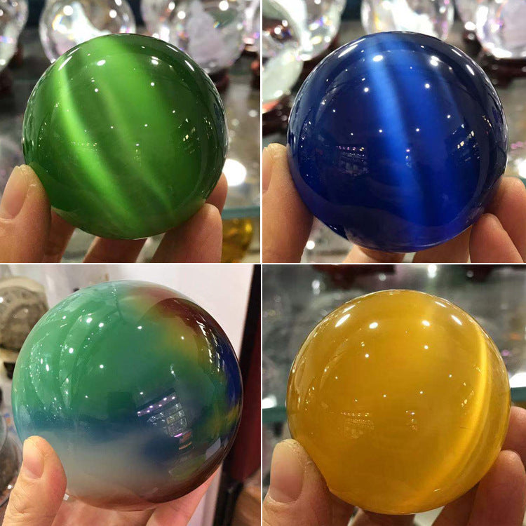 Energized Crystals Blue Cat Eye Crystal Sphere — Blue / 40mm