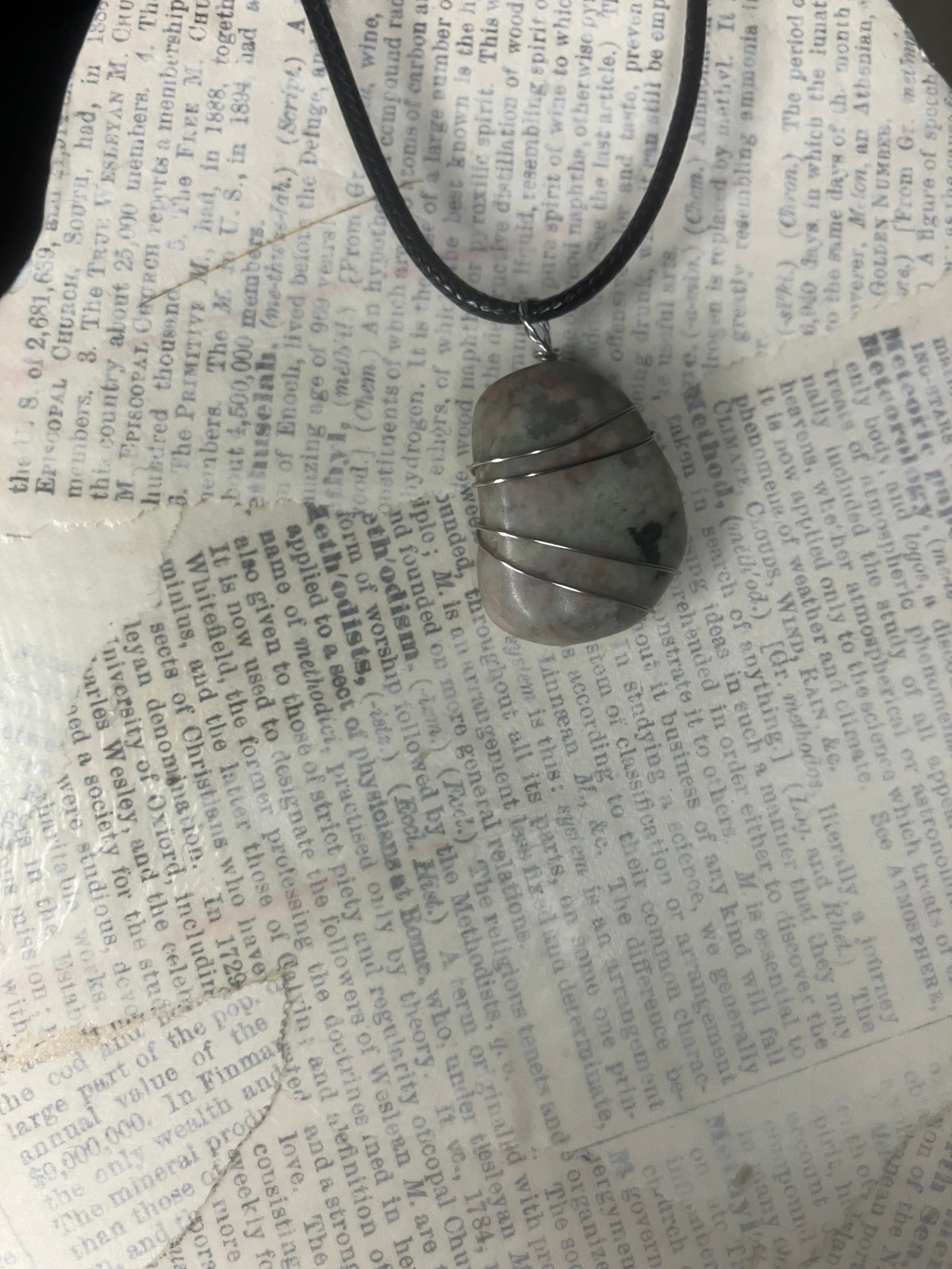 Wire-Wrapped Natural Stone & Crystal Necklace