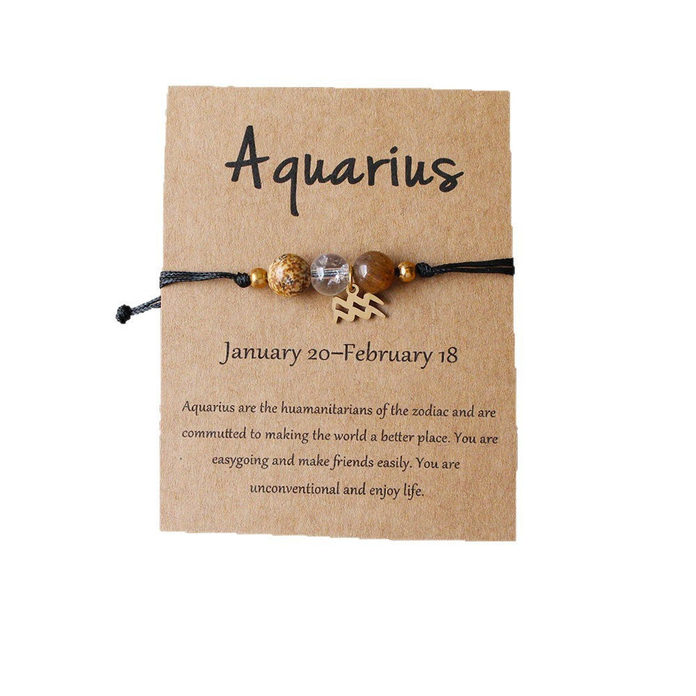 Natural Stone Beaded Tiger Eye Zodiac Bracelet — additional product photo
