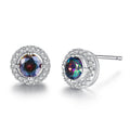 18K Gold-Plated Topaz Halo Stud Earrings — main product image