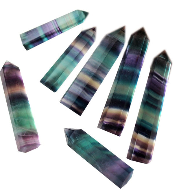 Natural Fluorite Crystal Striped tower — Crystal Piece | Energized Crystals