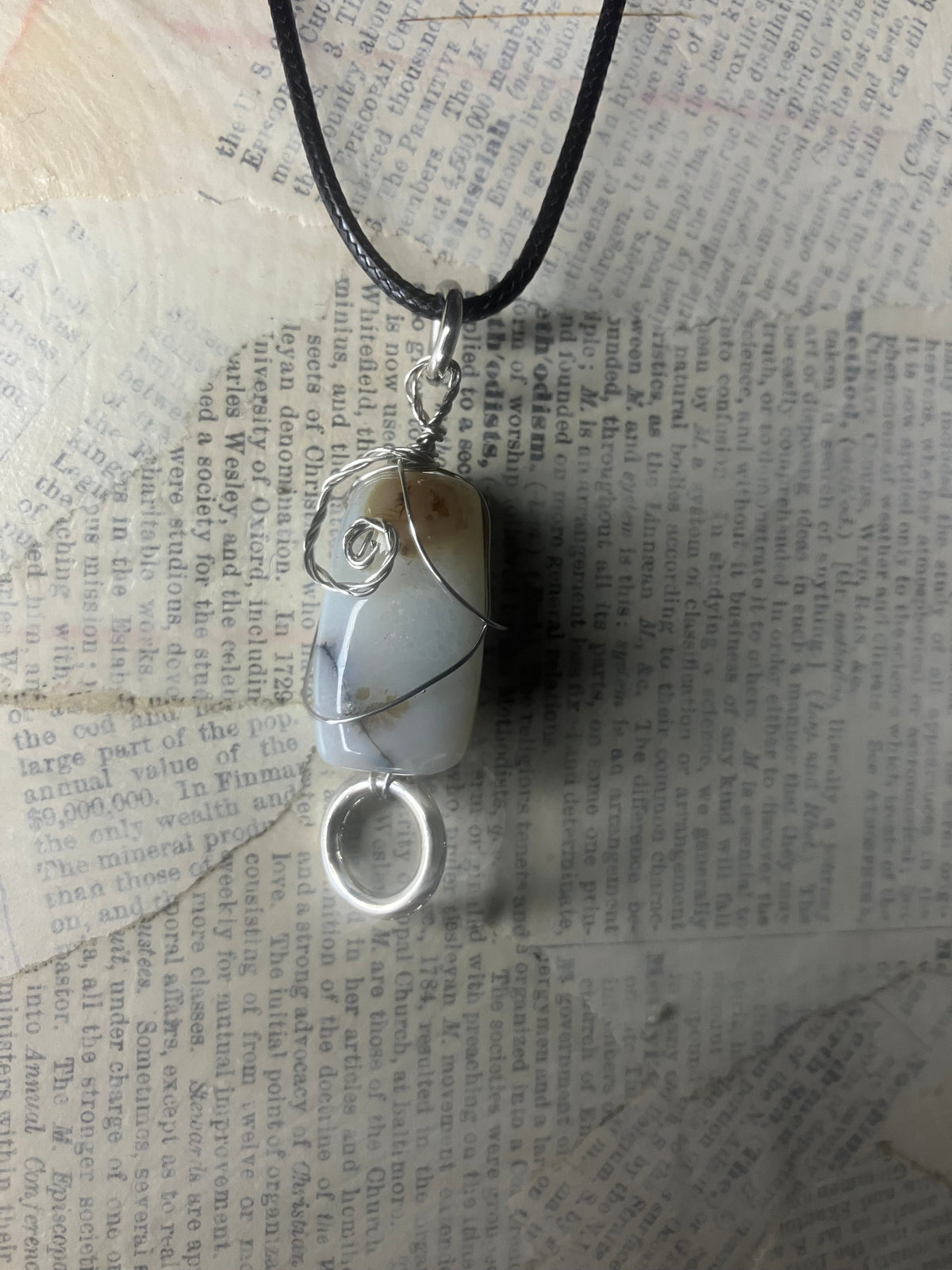 Wire-Wrapped Natural Stone & Crystal Necklace
