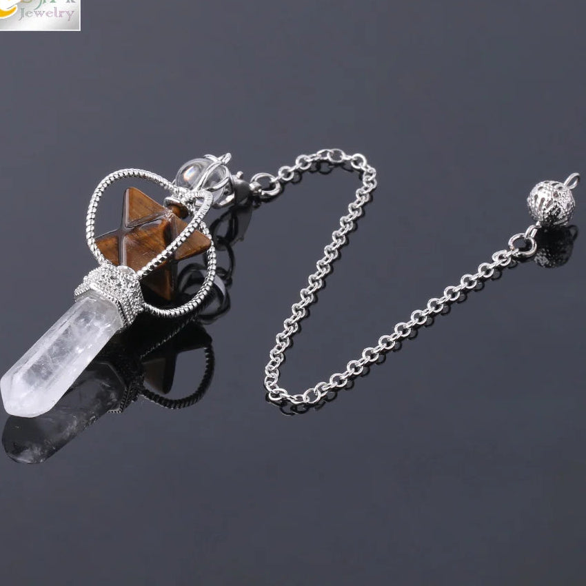 Rotatable Merkaba Dowsing Pendulum Quartz Natural Stone Crystal  Reiki — additional product photo
