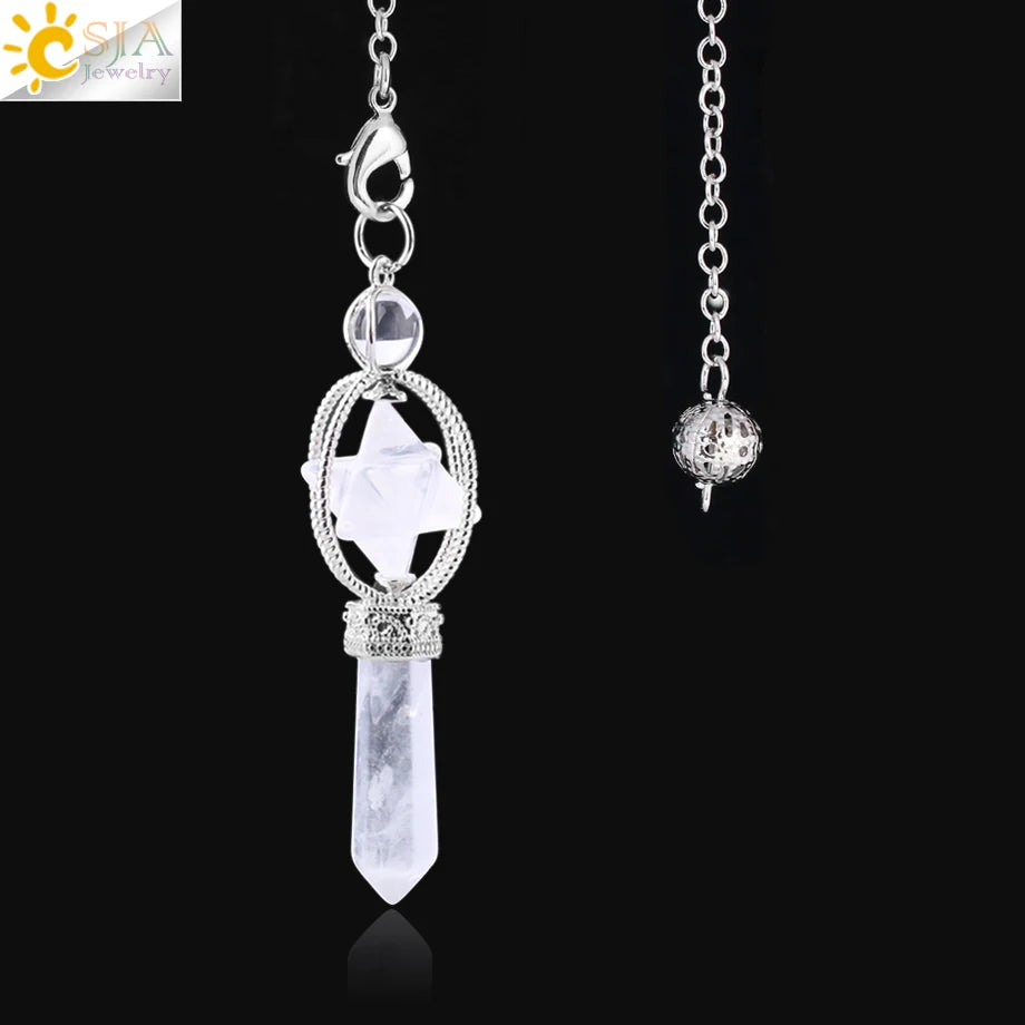Rotatable Merkaba Dowsing Pendulum Quartz Natural Stone Crystal  Reiki — additional product photo