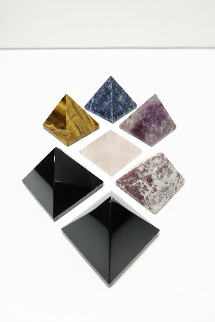 Polished Crystal Pyramid Sculpture — Assorted Stones | Energized Crystals