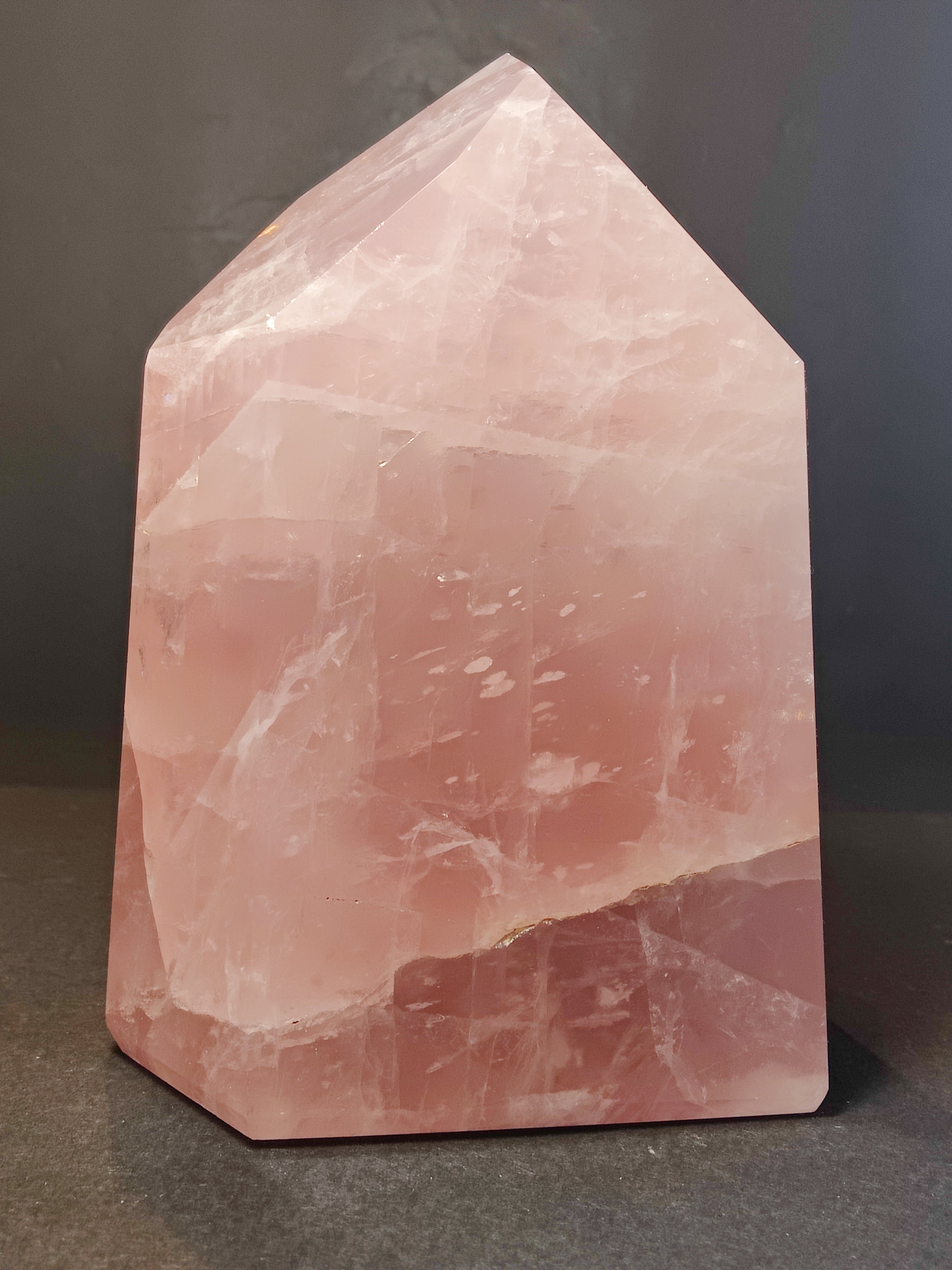 XL Rose Quartz Polished Obelisk Tower Sculpture