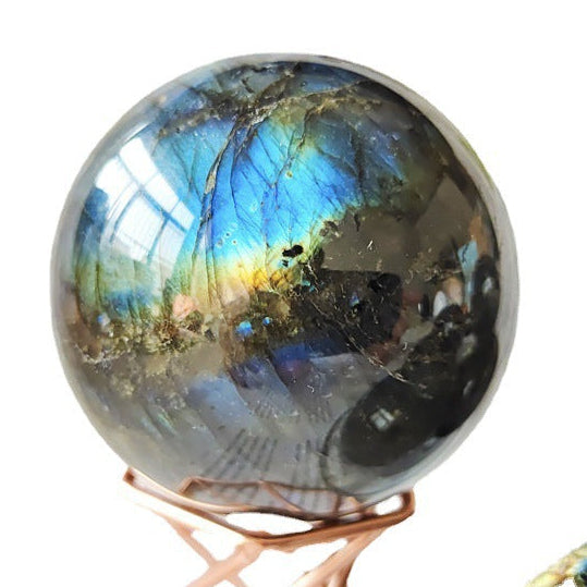 Natural Flash Labradorite Crystal Sphere — main product image