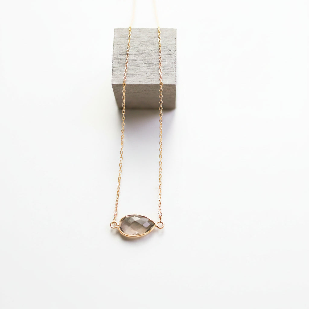 Smoky Quartz Gold Minimalist Necklace — main product image