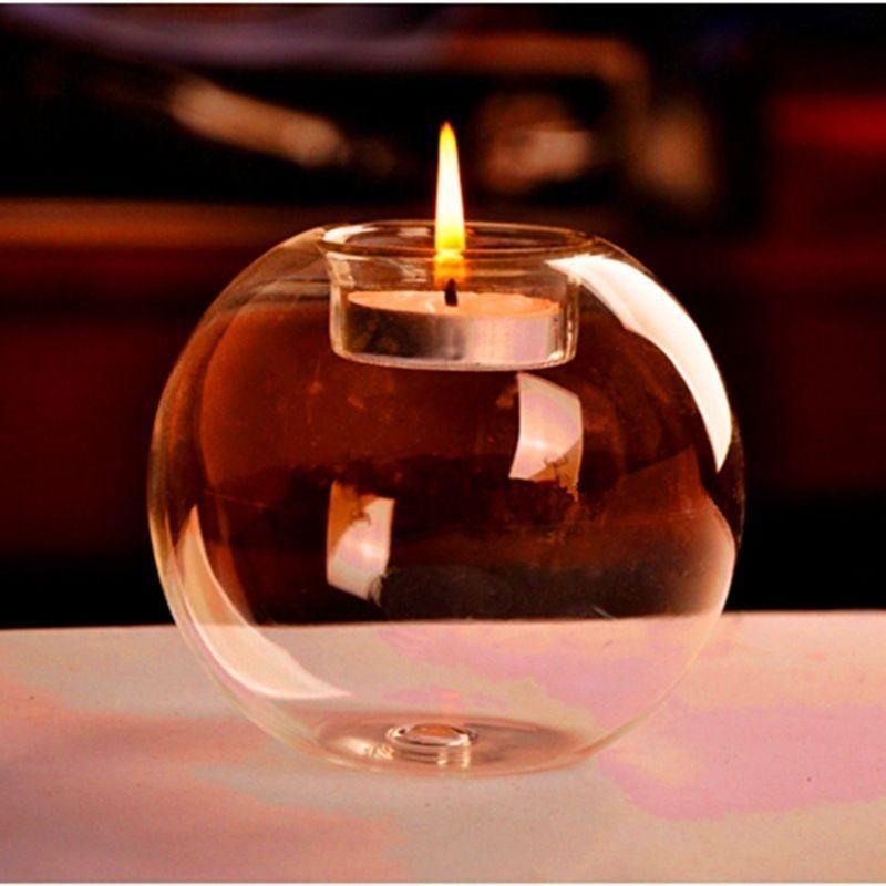 Round Hollow Glass Candlestick Tea Light Holder — additional product photo