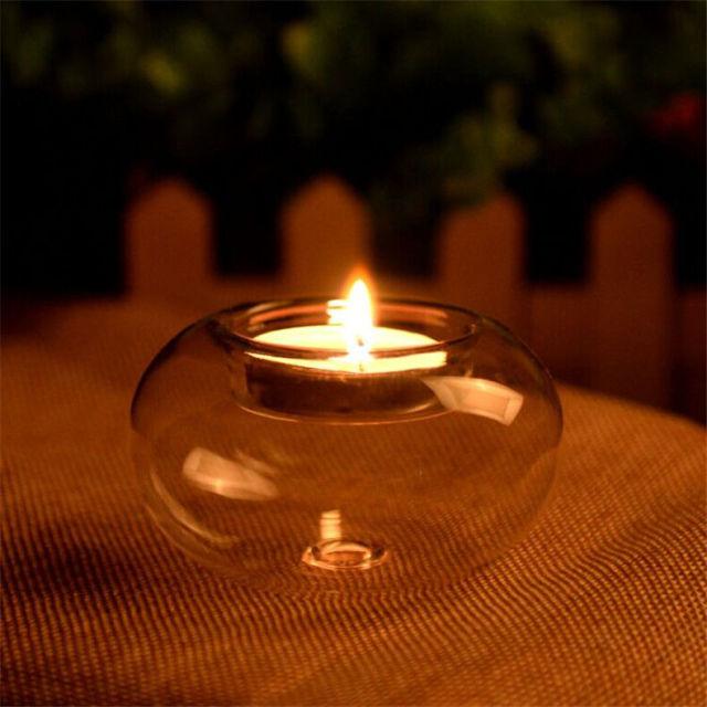 Round Hollow Glass Candlestick Tea Light Holder — additional product photo