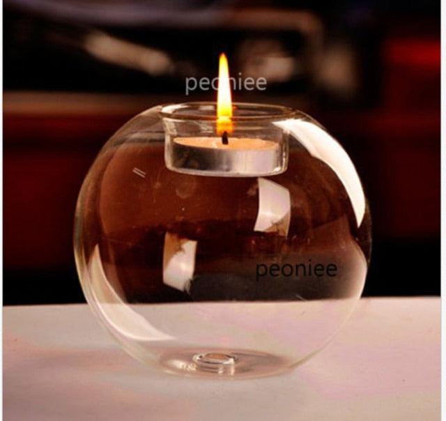 Round Hollow Glass Candlestick Tea Light Holder — additional product photo