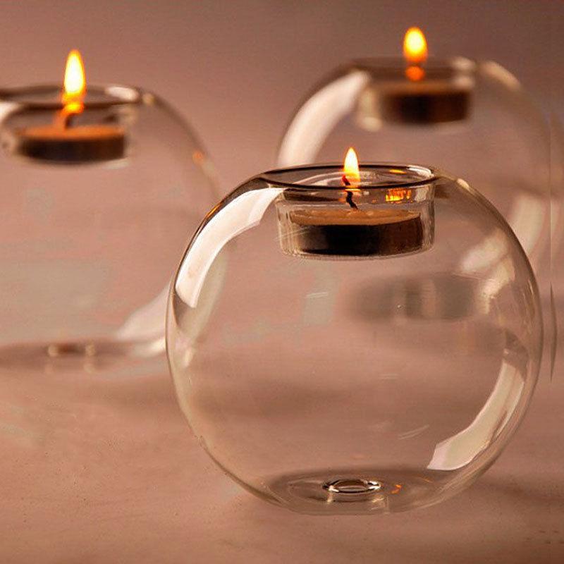 Round Hollow Glass Candlestick Tea Light Holder | Clairvoyant Crystals