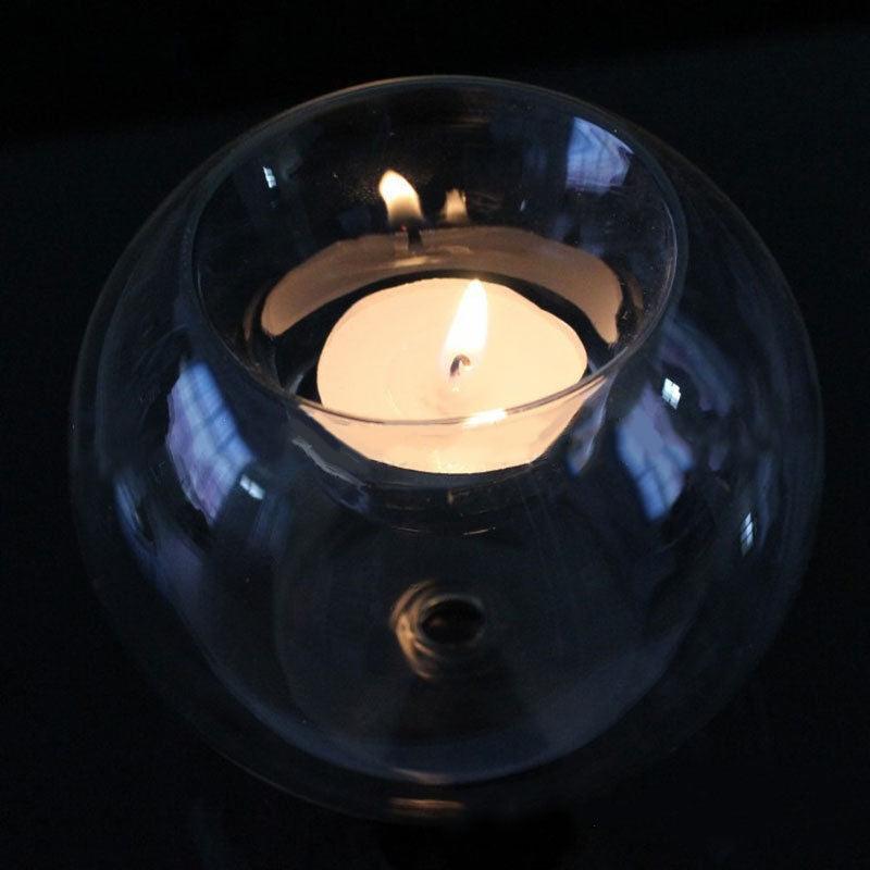 Round Hollow Glass Candlestick Tea Light Holder — additional product photo
