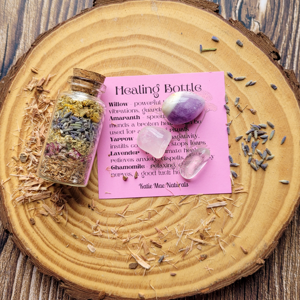 Healing Bottle and Crystals Intention Setting Kit