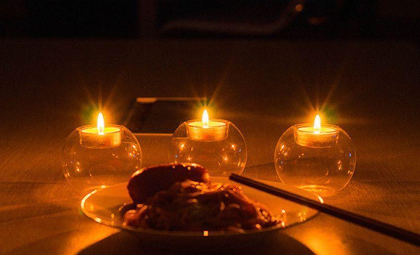 Round Hollow Glass Candlestick Tea Light Holder — additional product photo
