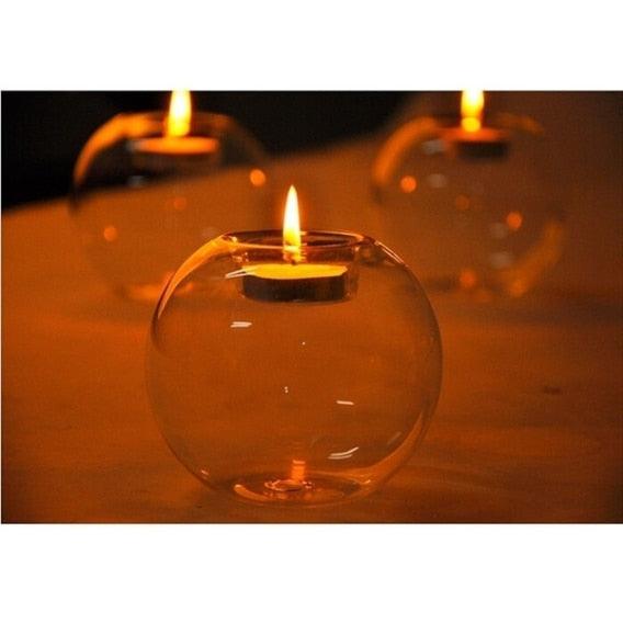 Round Hollow Glass Candlestick Tea Light Holder — additional product photo