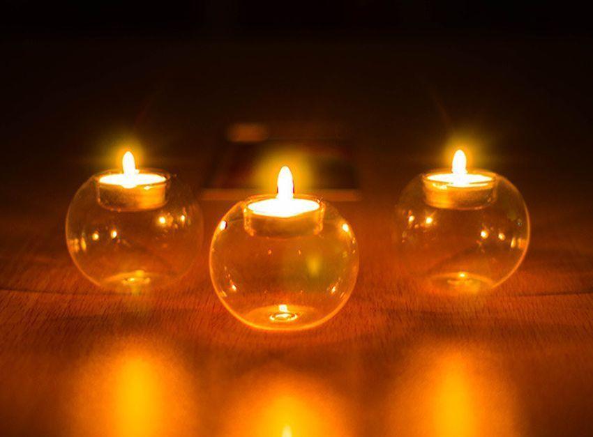 Round Hollow Glass Candlestick Tea Light Holder — additional product photo